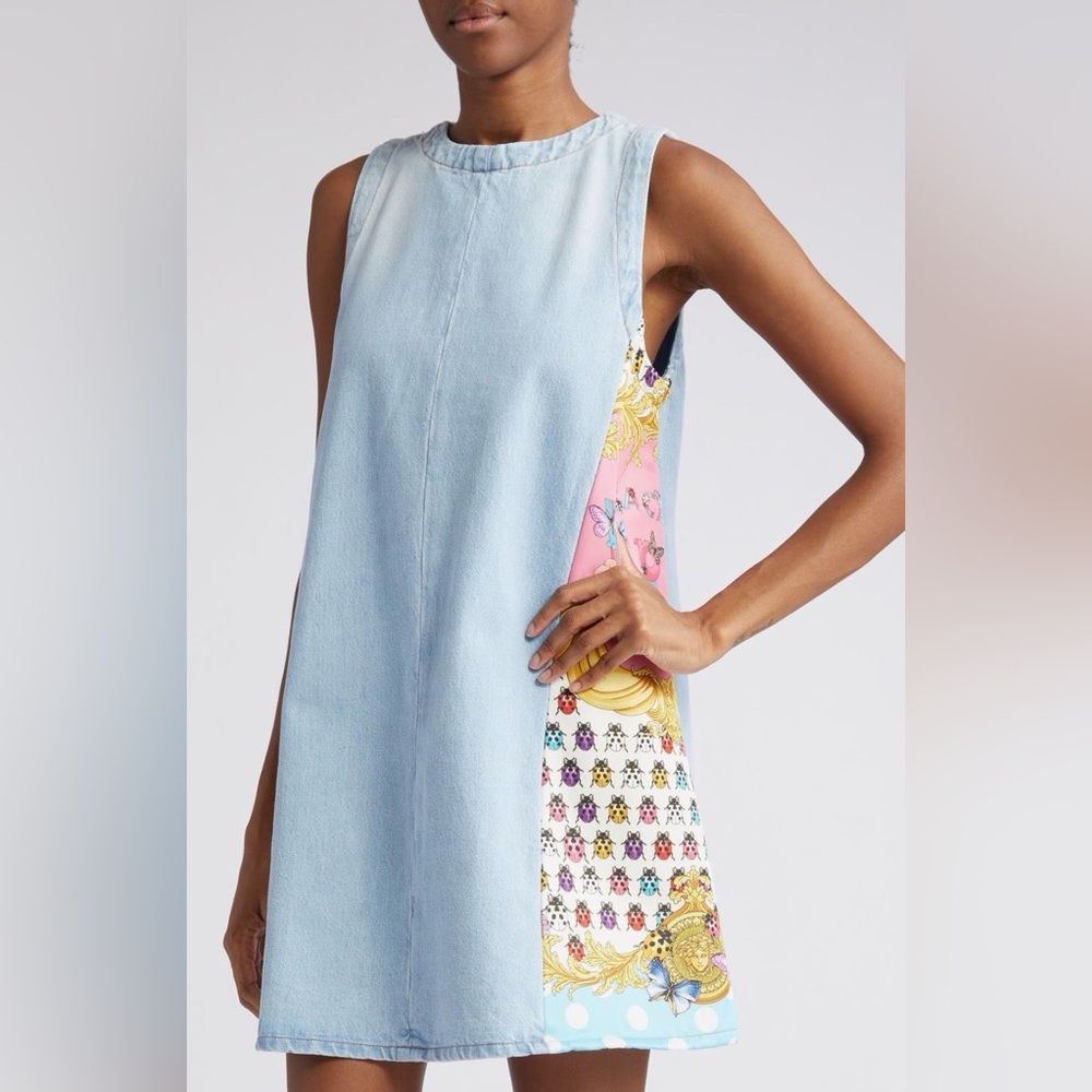 Versace X Dua Lipa Butterflies Denim Mini Dress 38